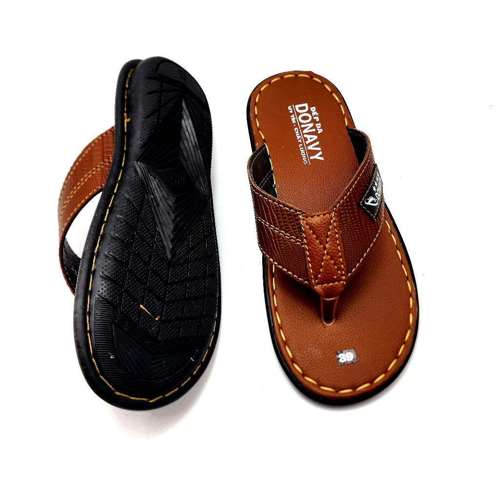 Dép kẹp nam da DONAVY cao cấp, may full quai chắc chắn N.KPMA