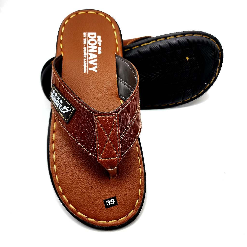 Dép kẹp nam da DONAVY cao cấp, may full quai chắc chắn N.KPMA