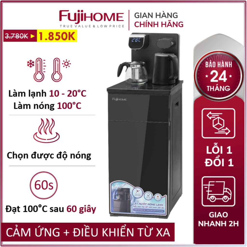 Cây nước Bàn pha Trà, Cafe nóng lạnh kết hợp FUJIHOME, cây bàn trà bình nước nóng lạnh cây nóng lạnh dispenser water