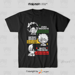 Áo thun Boku no Hero Academia Deku Bakugo Shoto Chibi (Black) ngắn tay