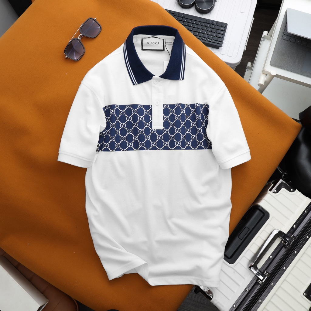 Áo polo nam họa tiết monogram xịn đẹp phong cách trẻ trung, chất vải cá sấu cotton cao cấp, form slim fit tôn dáng