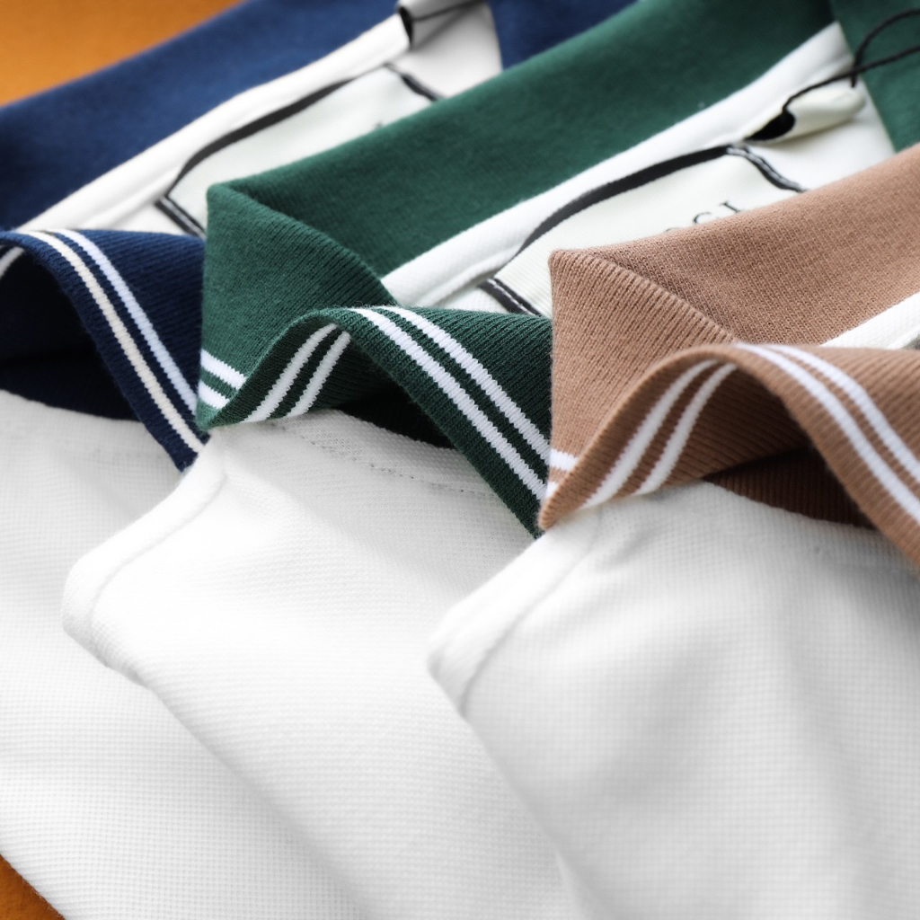 Áo polo nam họa tiết monogram xịn đẹp phong cách trẻ trung, chất vải cá sấu cotton cao cấp, form slim fit tôn dáng