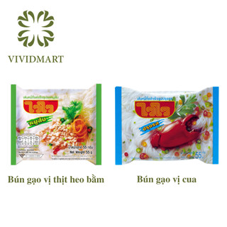  - Bún WAI WAI - Bún gạo WaiWai 2 vị: thịt bằm và cua - 55g/gói - Bún gạo ăn liền Thái Lan - Bún WAI WAI ăn liền