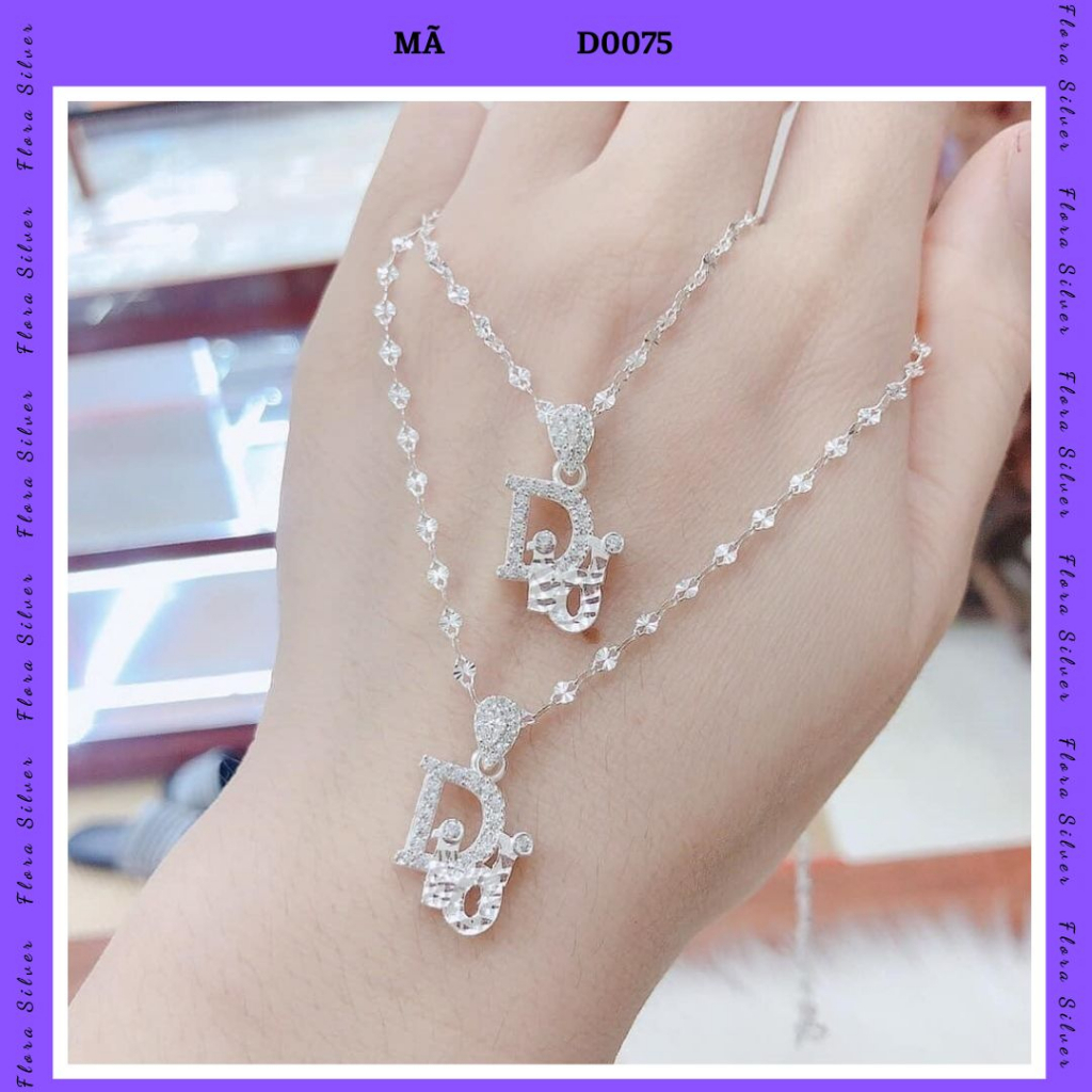 Vòng cổ/Dây chuyền bạc ta, bạc S925 dành cho nữ - Mặt hình chữ Di or D i o r FLORA D0075