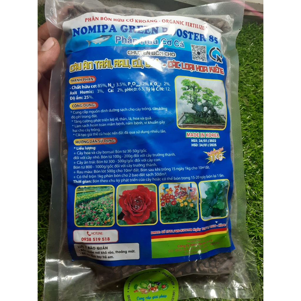 Phân Hữu Cơ Cá ( Gói 1 Kg) Cung Cấp Dinh Dưỡng Cho Cây, Phát Triển Bộ Rễ, Lá, Hoa, Quả, Dùng Cho Cây Ăn Trái, Rau Màu