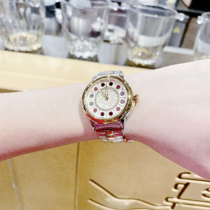 Đồng hồ nữ Fendi đá 7 màu siêu đẹp, dây mix demi vàng trắng