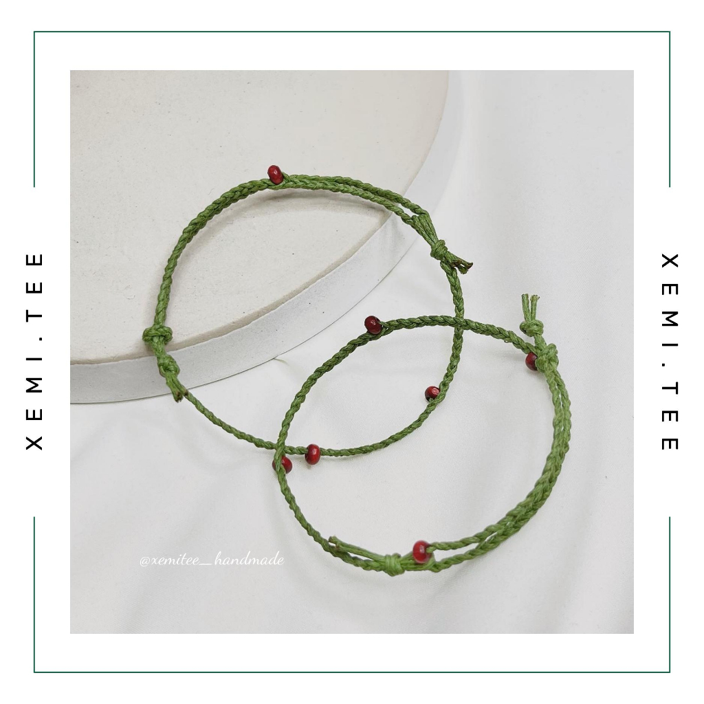 Vòng tay tết chỉ sáp hạt gỗ phong cách Macrame giá rẻ local brand Xemi.tee