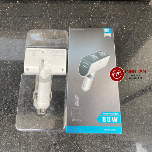 Bộ Chia Tẩu Sạc Xe Hơi Ô Tô Sạc Nhanh 2 tẩu và 2 cổng USB Hàng Xịn Bảo Hành 12 Tháng AL5003