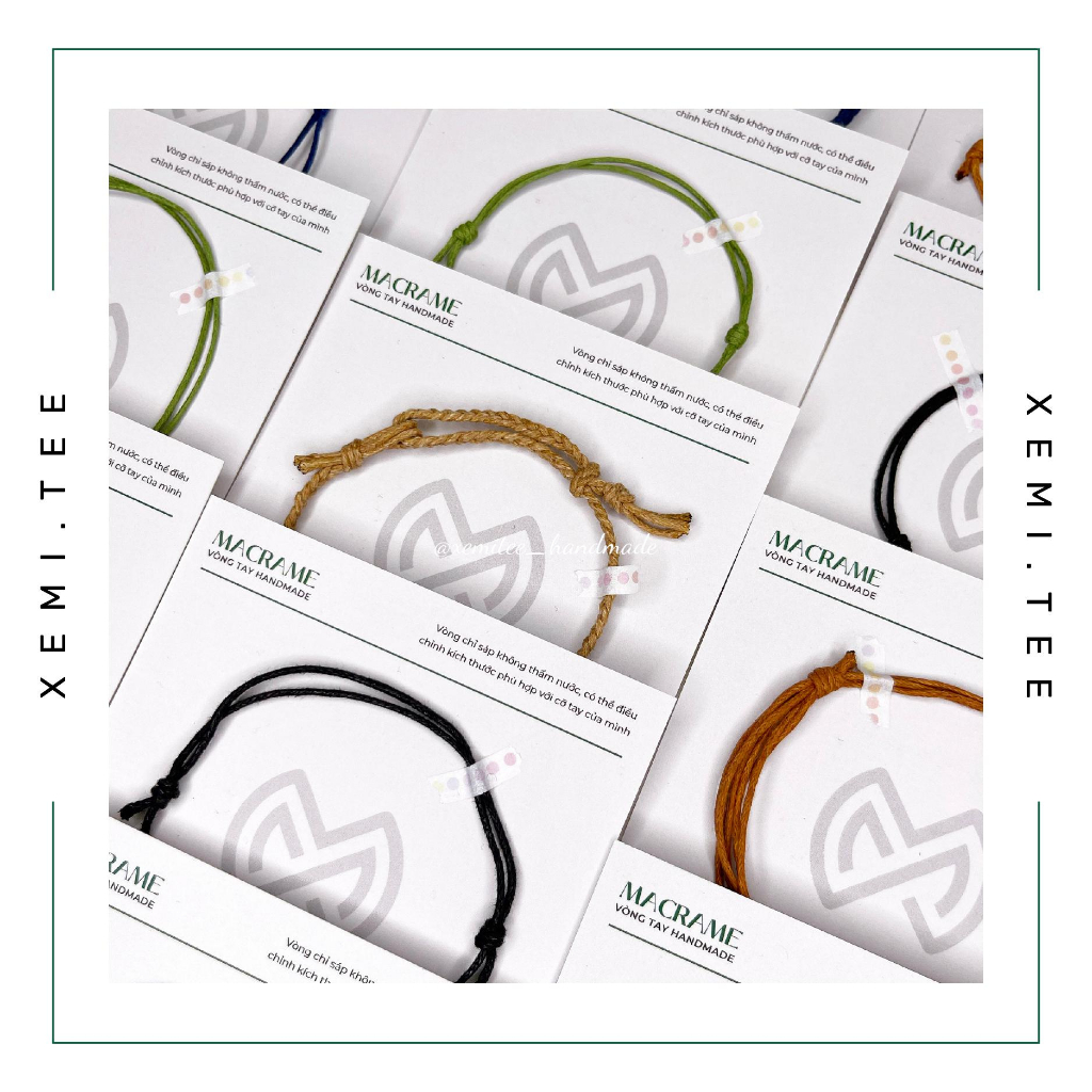 Vòng tay tết chỉ sáp hạt gỗ phong cách Macrame giá rẻ local brand Xemi.tee