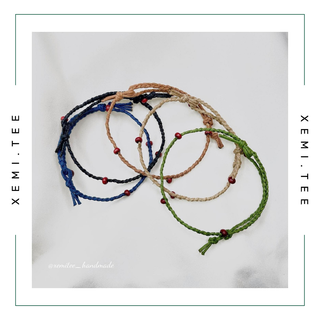 Vòng tay tết chỉ sáp hạt gỗ phong cách Macrame giá rẻ local brand Xemi.tee