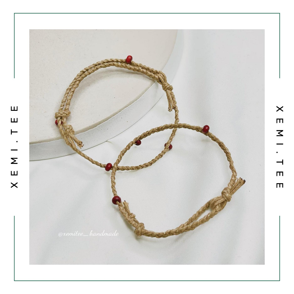 Vòng tay tết chỉ sáp hạt gỗ phong cách Macrame giá rẻ local brand Xemi.tee