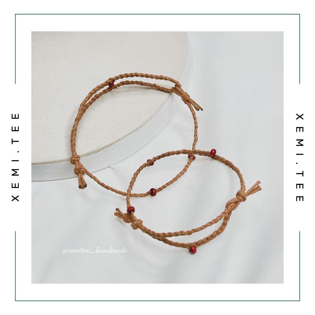 Vòng tay tết chỉ sáp hạt gỗ phong cách Macrame giá rẻ local brand Xemi.tee