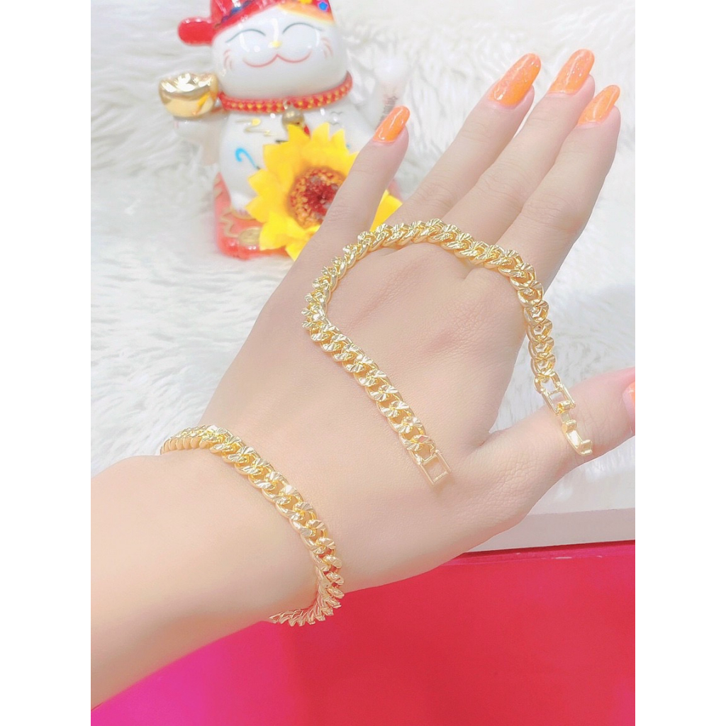 Lắc tay xích bản nam nữ đeo được, mạ vàng 18K 02070623