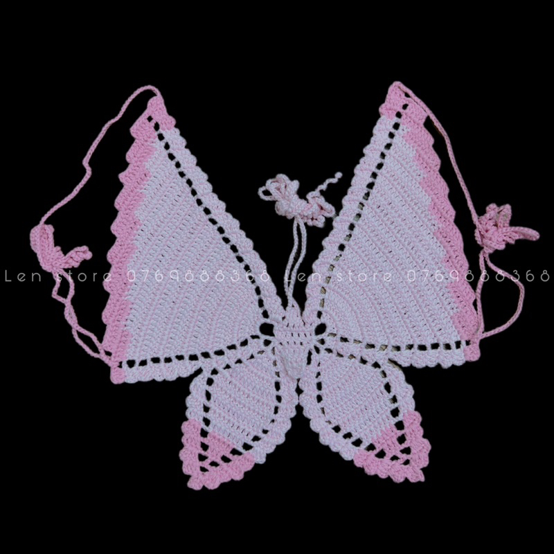 Áo yếm cột dây hình bướm mùa hè bằng 100% len cotton mềm mại - Phụ kiện thời trang handmade