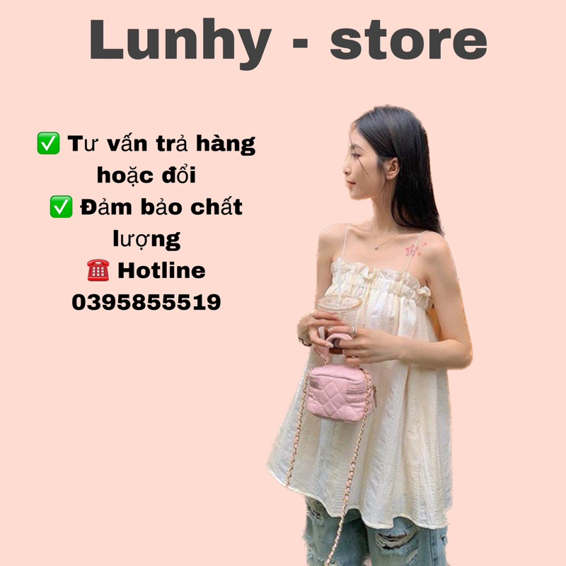 Áo Kiểu Trễ Vai Babydoll Hai Dây Cúp Ngực Ra Dáng Tiểu Thư Xinh Xắn