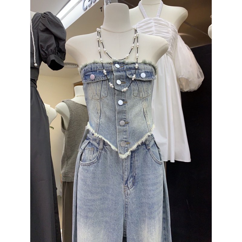 Áo jeans bò quây có chun lưng hàng Quảng Châu