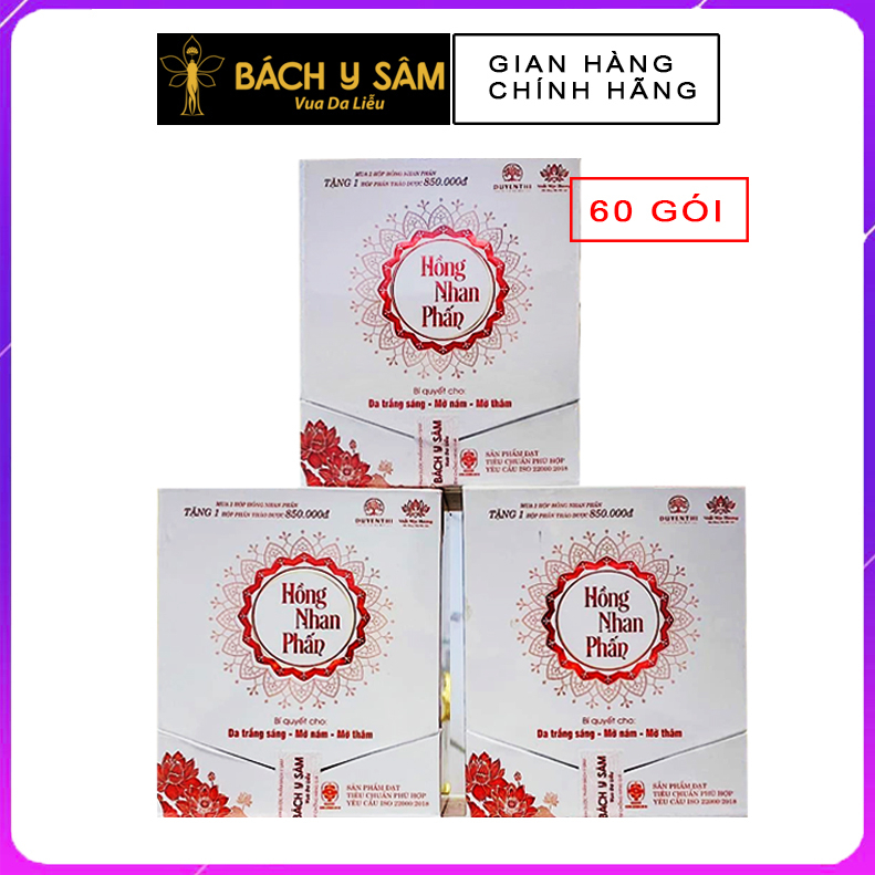 Hồng Nhan Phấn Bách Y Sâm Duyên Thị Hộp 60 Gói - Sáng Da Giảm Nám, Giảm Khô Hạn