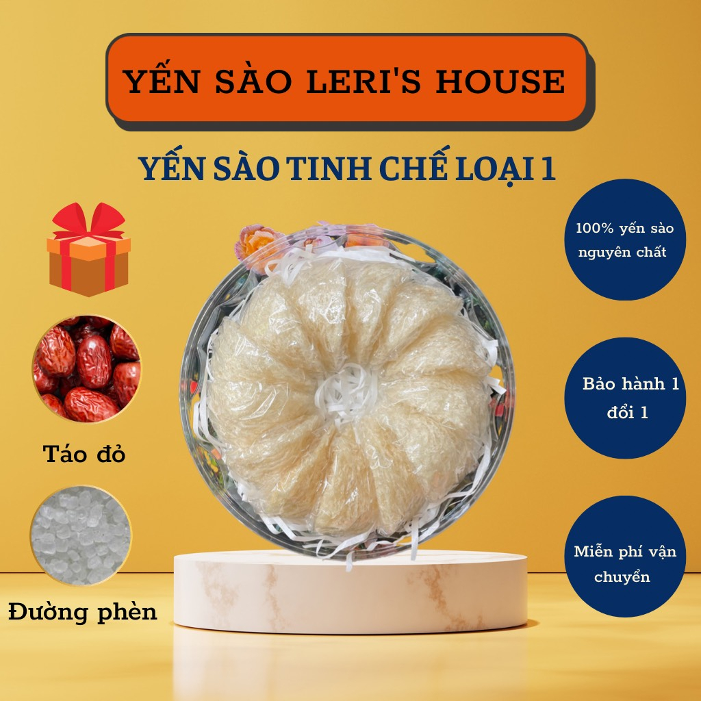 Tổ yến sào tinh chế nguyên chất, sợi dài, không vụn LERIS HOUSE hộp quà tặng 50gram và 100gram