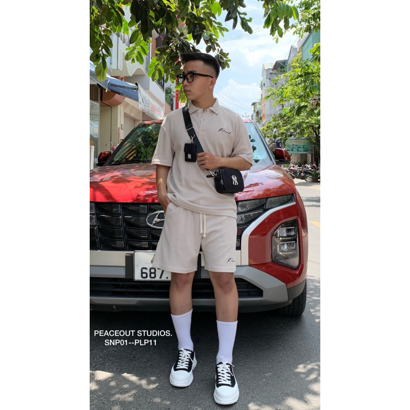 Quần Short Đùi P01 Peaceout Studios Waffle Tổ Ong