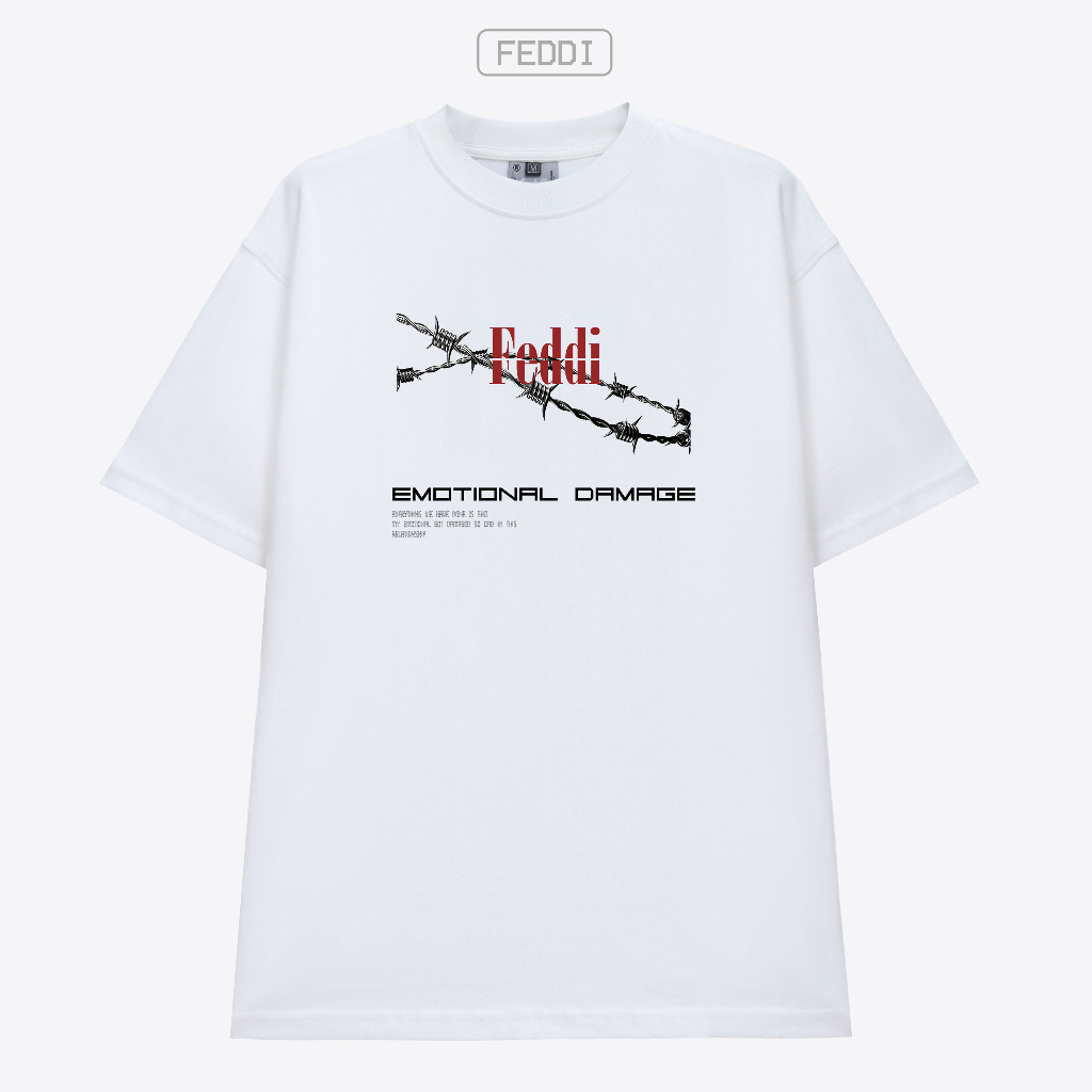 Áo Thun Unisex Feddi EMOTIONAL DMAGE 100% Cotton Dành Cho Nam Nữ , Áo Thun Nam , Áo Thun Nữ - Local Brand Chính Hãng