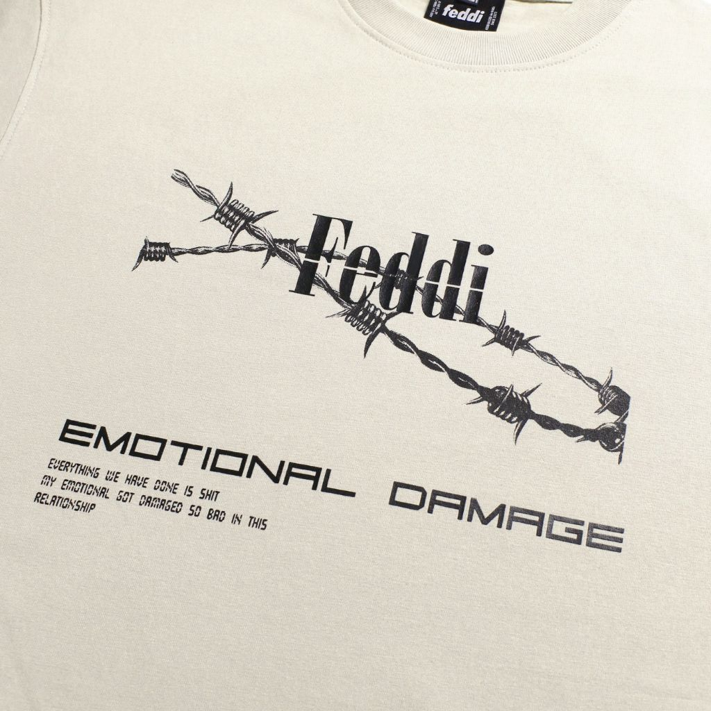Áo Thun Unisex Feddi EMOTIONAL DMAGE 100% Cotton Dành Cho Nam Nữ , Áo Thun Nam , Áo Thun Nữ - Local Brand Chính Hãng