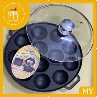 Khuôn Bánh Khọt Chống Dính vạn lợi Loại Dày Cao Cấp Có Nắp kính - nắp inox( 8- 10 - 12 lỗ )