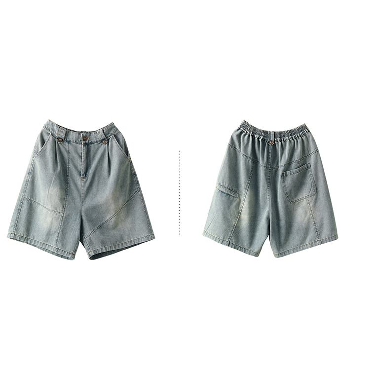 Quần sooc denim KAMAKA lưng thun form rộng một túi sau - NU8851