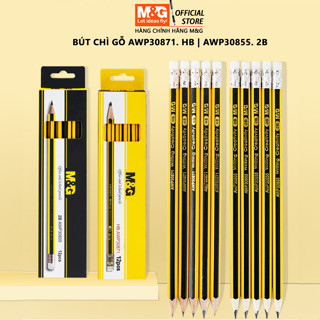 [ TẶNG GỌT VÀ TẨY ] Combo 3/6/12 Bút Chì Gỗ HB | 2B Chính Hãng M&G Viết Êm Màu Đậm Không Bị Gãy Ngòi