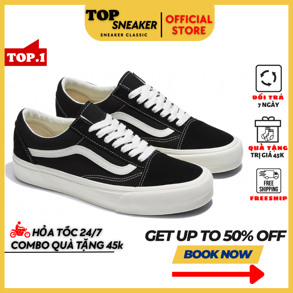 Giày Vans Vault Old Skool VR3 Đen Vạch Trắng, Giày Vans Màu Đen Vạch Trắng Nam Nữ Basic,Đủ Size Nam Nữ+Tặng box+bill+tất | BigBuy360 - bigbuy360.vn