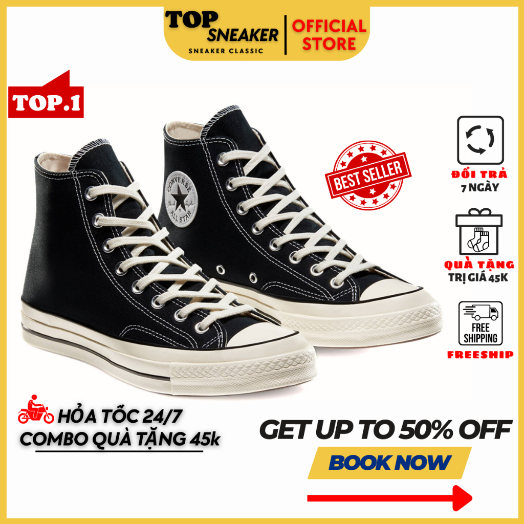 Giày Convers ChuckTaylor 1970s Cao Cổ Màu Đen Trắng,Giày Thể Thao Nam Nữ CV Màu Đen Trắng( Tặng box bảo vệ + bill + tất) | BigBuy360 - bigbuy360.vn