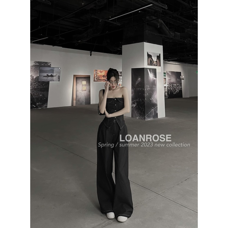 Set Bộ Cotton Lạnh Áo Cúp Mút Đính Nút + Quần Ống Xuông Có Túi