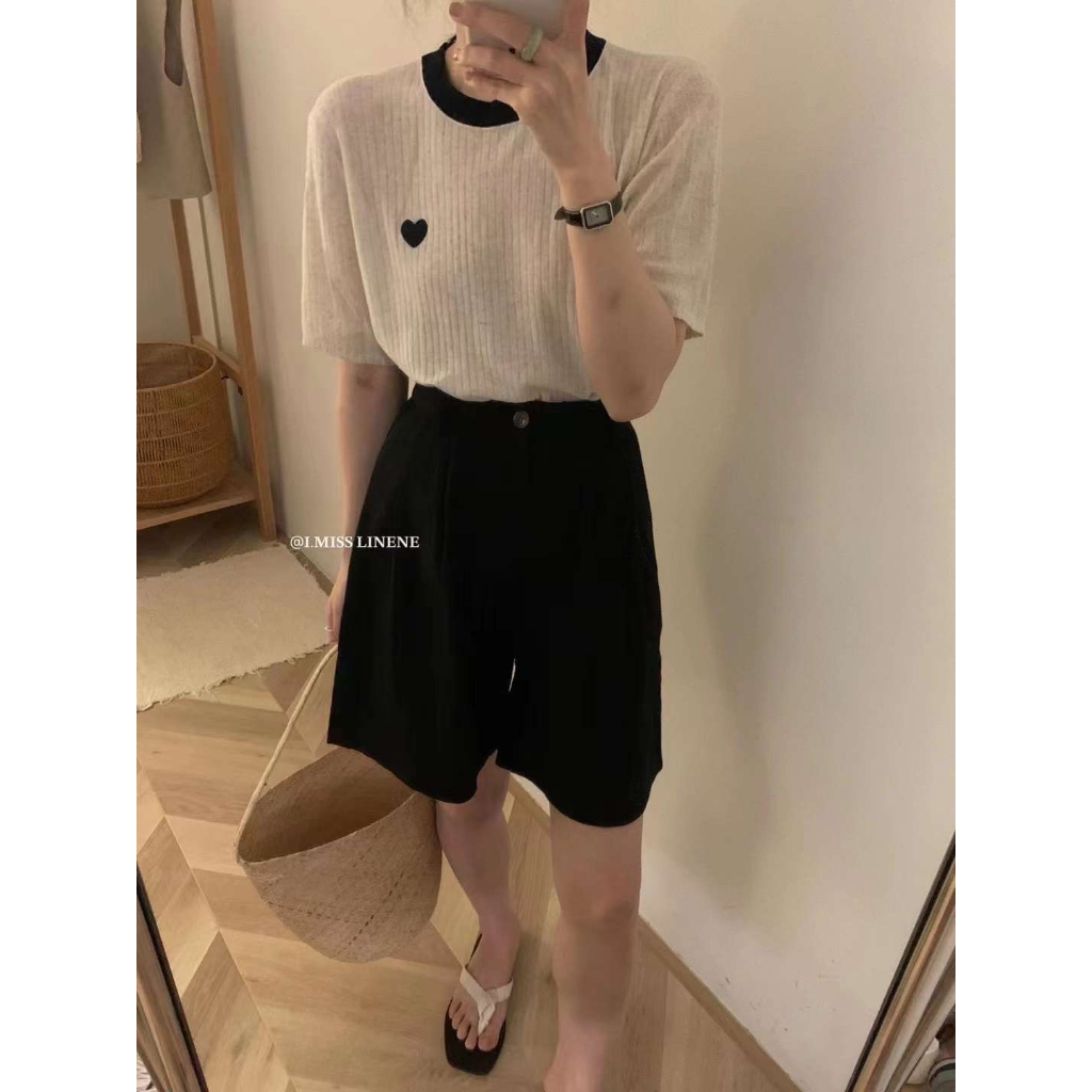 Áo mongtoghi cổ tròn viền tim thêu 0503 IMISS