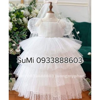 Đầm công chúa cô dâu tầng dáng dài cho bé-Váy công chúa thiết kế CAO CẤP
