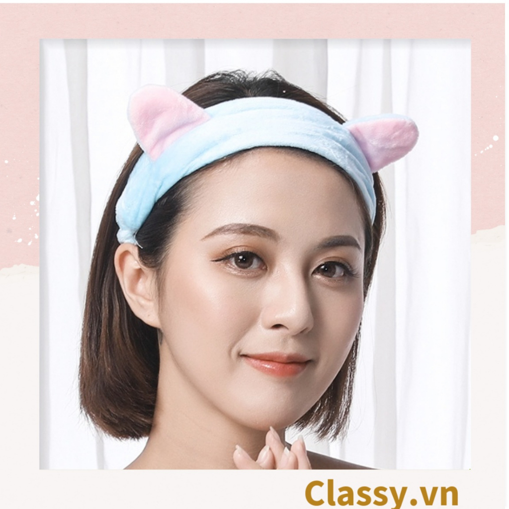 Băng Đô bờm tóc hình Tai Mèo Rửa Mặt Makeup Co Giãn Siêu Dễ Thương Classy 22 X 10 CM PK483