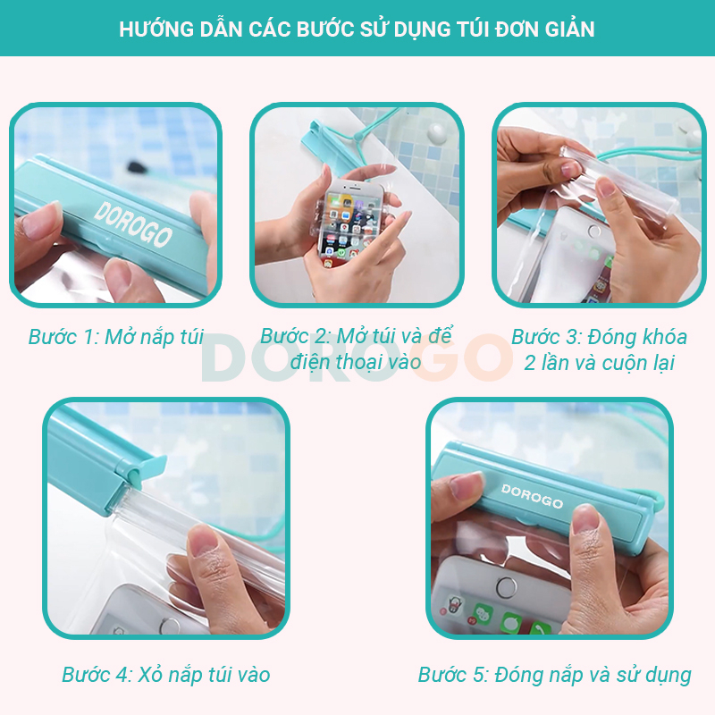 Túi đựng điện thoại chống nước cao cấp tiêu chuẩn IX8 bền bỉ khi đi bơi lặn du lịch dã ngoại DOROGO - TDT1