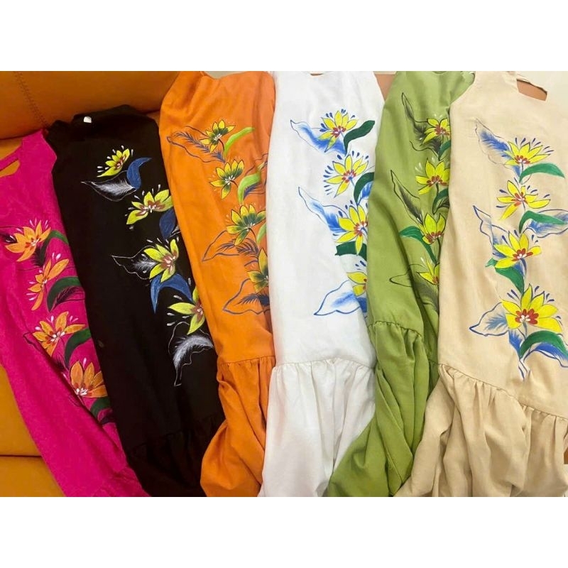 Đầm maxi chất linen Was hình vẽ