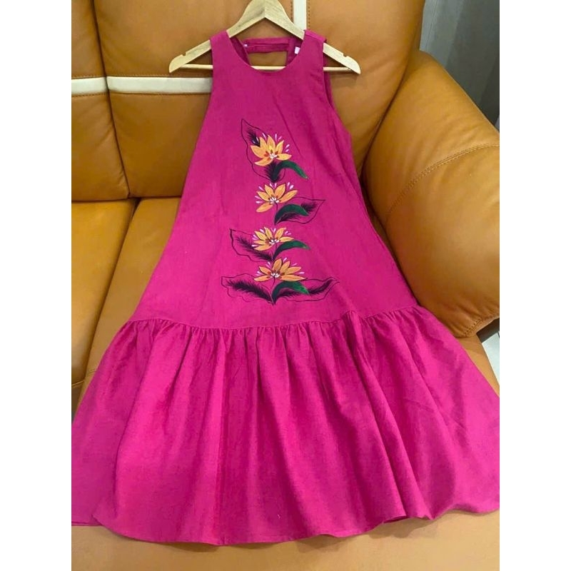 Đầm maxi chất linen Was hình vẽ