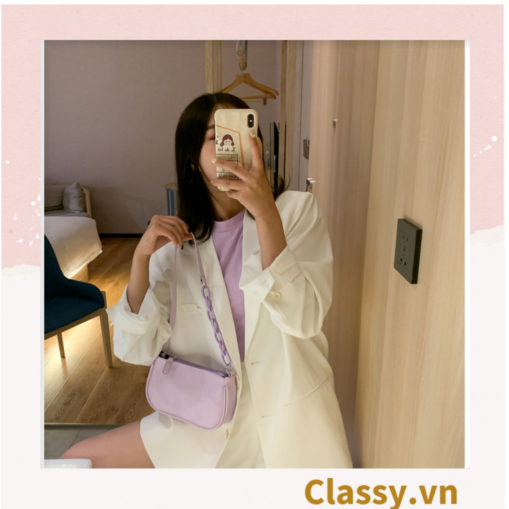 Túi đeo vai dây xích màu trà sữa Classy kiểu dáng Vintage phong cách Retro - đủ 7 màu sắc lựa chọn T252