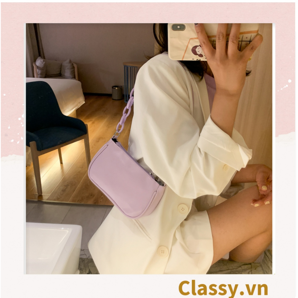 Túi đeo vai dây xích màu trà sữa Classy kiểu dáng Vintage phong cách Retro - đủ 7 màu sắc lựa chọn T252