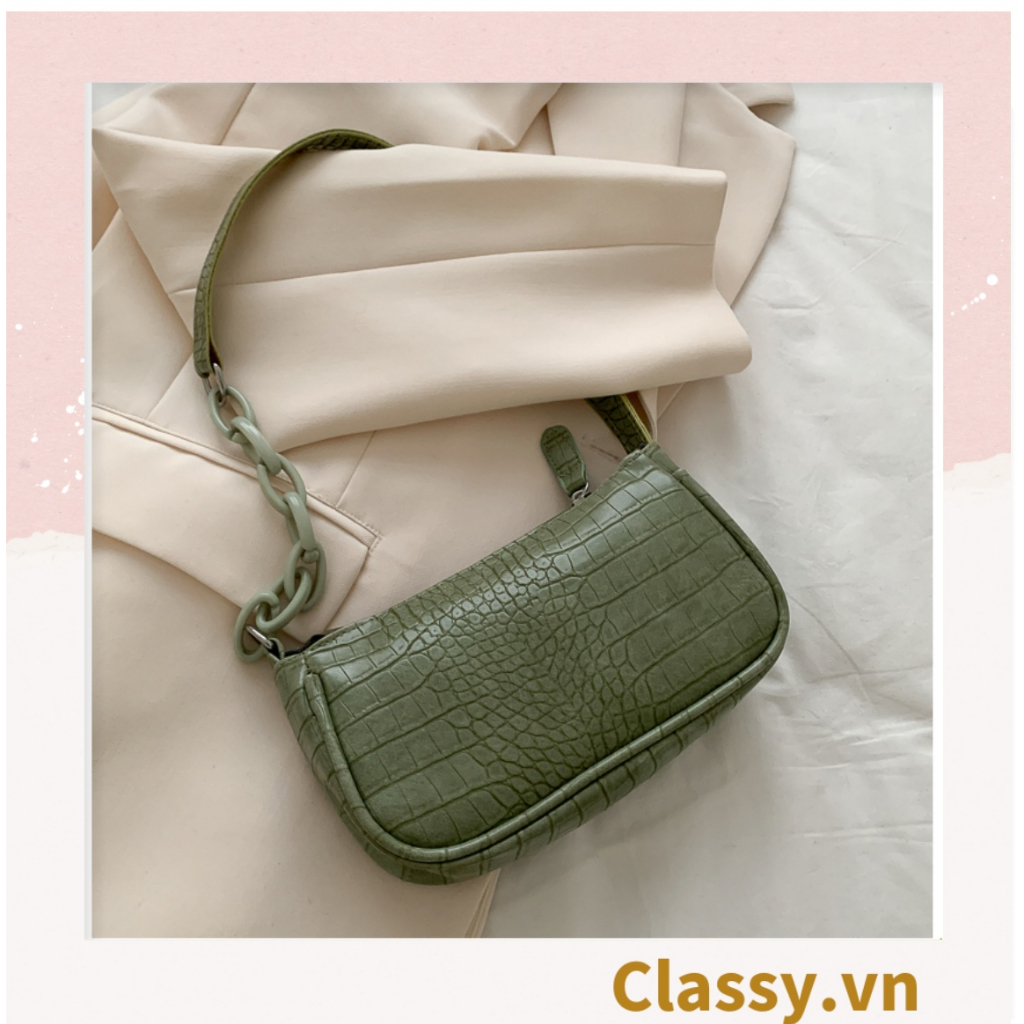 Túi đeo vai dây xích màu trà sữa Classy kiểu dáng Vintage phong cách Retro - đủ 7 màu sắc lựa chọn T252