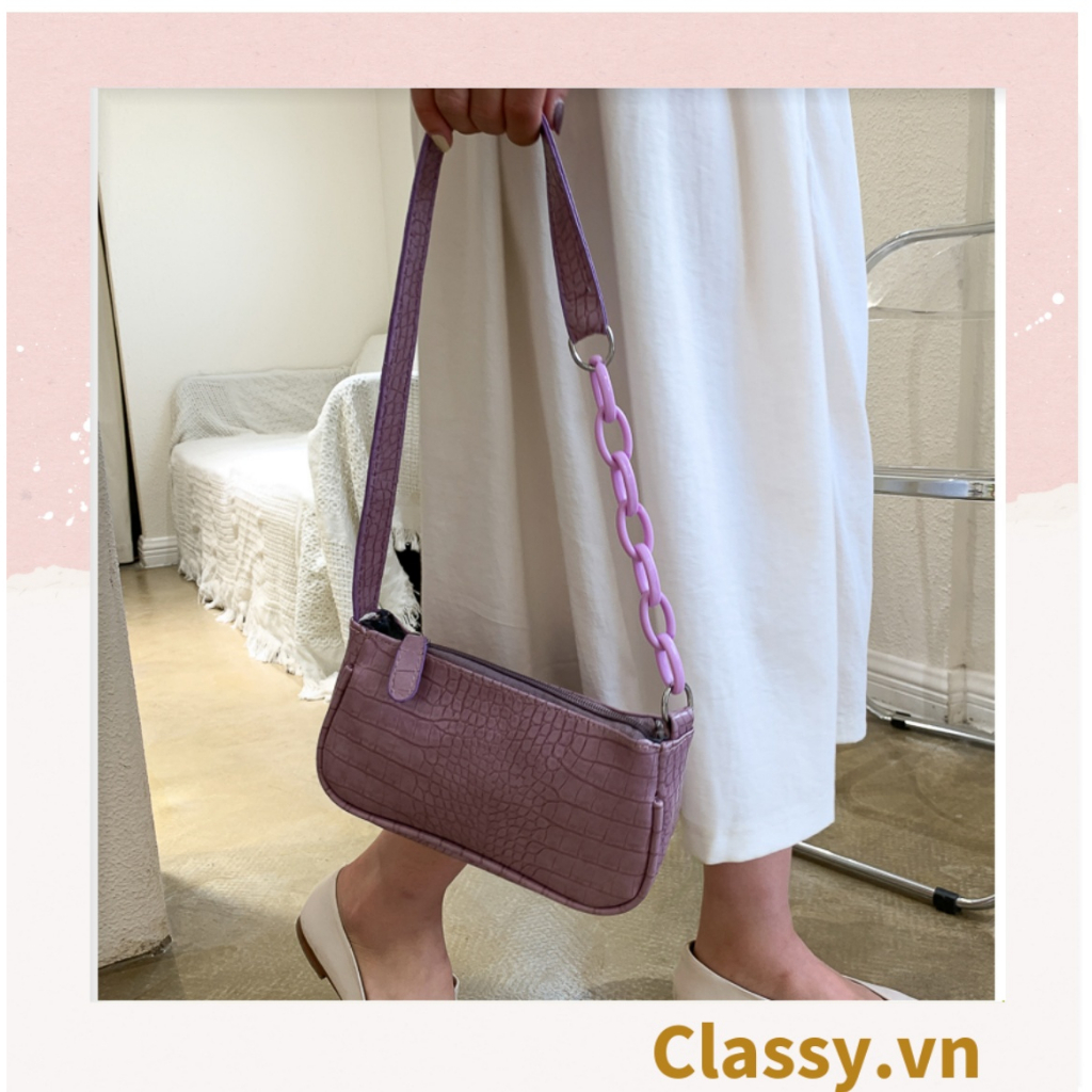 Túi đeo vai dây xích màu trà sữa Classy kiểu dáng Vintage phong cách Retro - đủ 7 màu sắc lựa chọn T252