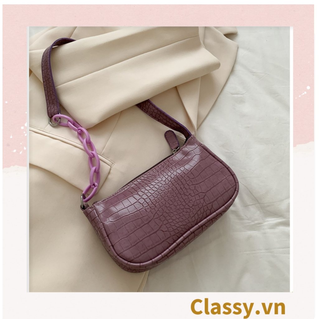 Túi đeo vai dây xích màu trà sữa Classy kiểu dáng Vintage phong cách Retro - đủ 7 màu sắc lựa chọn T252