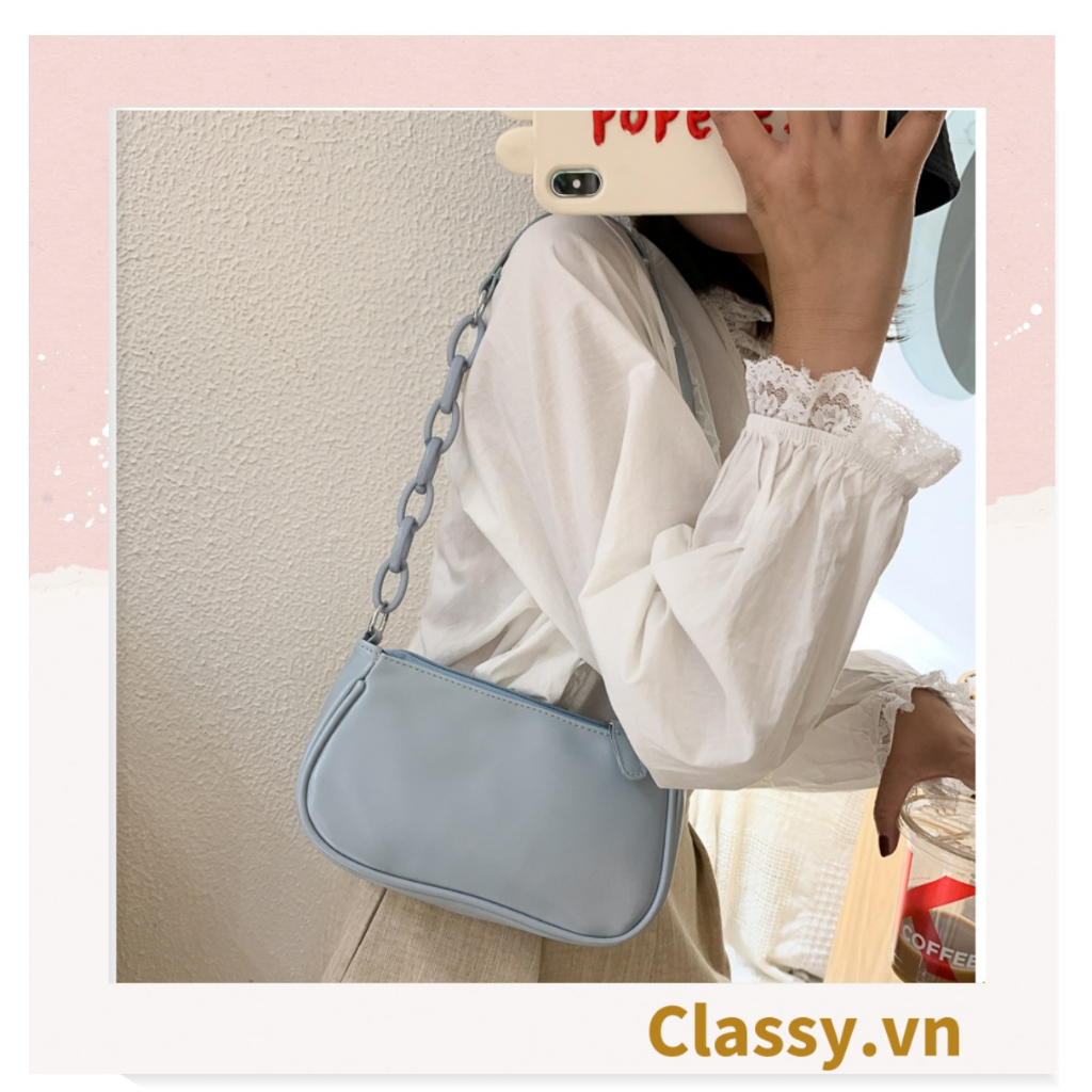 Túi đeo vai dây xích màu trà sữa Classy kiểu dáng Vintage phong cách Retro - đủ 7 màu sắc lựa chọn T252
