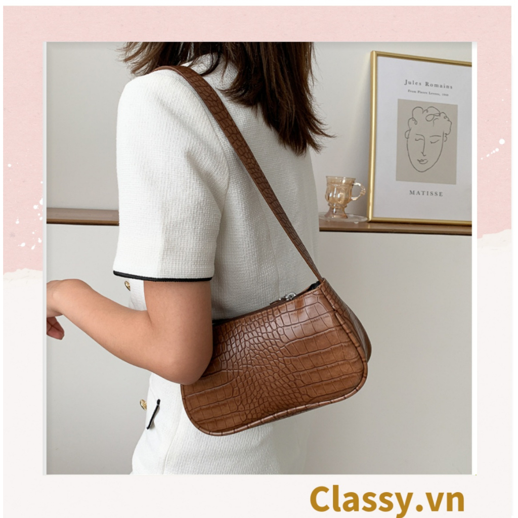 Túi đeo vai dây xích màu trà sữa Classy kiểu dáng Vintage phong cách Retro - đủ 7 màu sắc lựa chọn T252