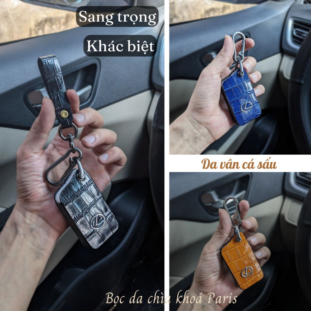 Bọc chìa khoá Lexus sang trọng, ốp chìa khoá ô tô lexus, bao da chìa khóa lexus da thật trẻ trung