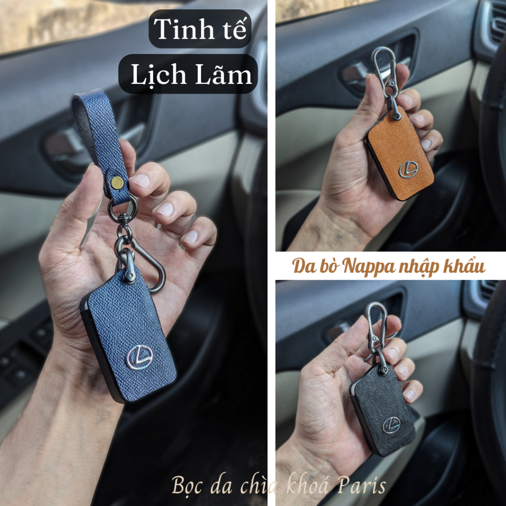 Bọc chìa khoá Lexus sang trọng, ốp chìa khoá ô tô lexus, bao da chìa khóa lexus da thật trẻ trung