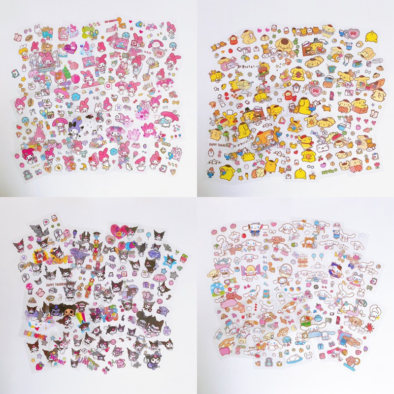 Hộp 32 tấm sticker Sanrio và gấu dâu Lotso  Cinnamoroll, Kuromi, My Melody, Pompom Purin