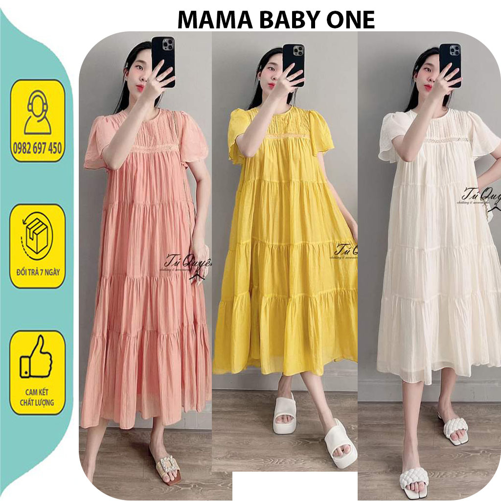 VÁY ĐẦM BẦU CÔNG SỞ DỰ TIỆC MÙA HÈ-ĐẦM BẦU THIẾT KẾ DÁNG XUÔNG BABAY DOLL TAY CÁNH TIÊN XINH XẮN VẢI MỀM MỊN ĐẸP