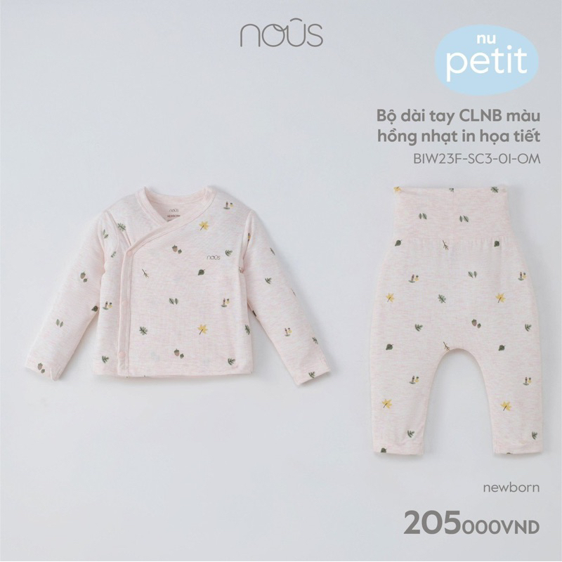 Bộ Nous sơ sinh cài chéo cho bé trai bé gái