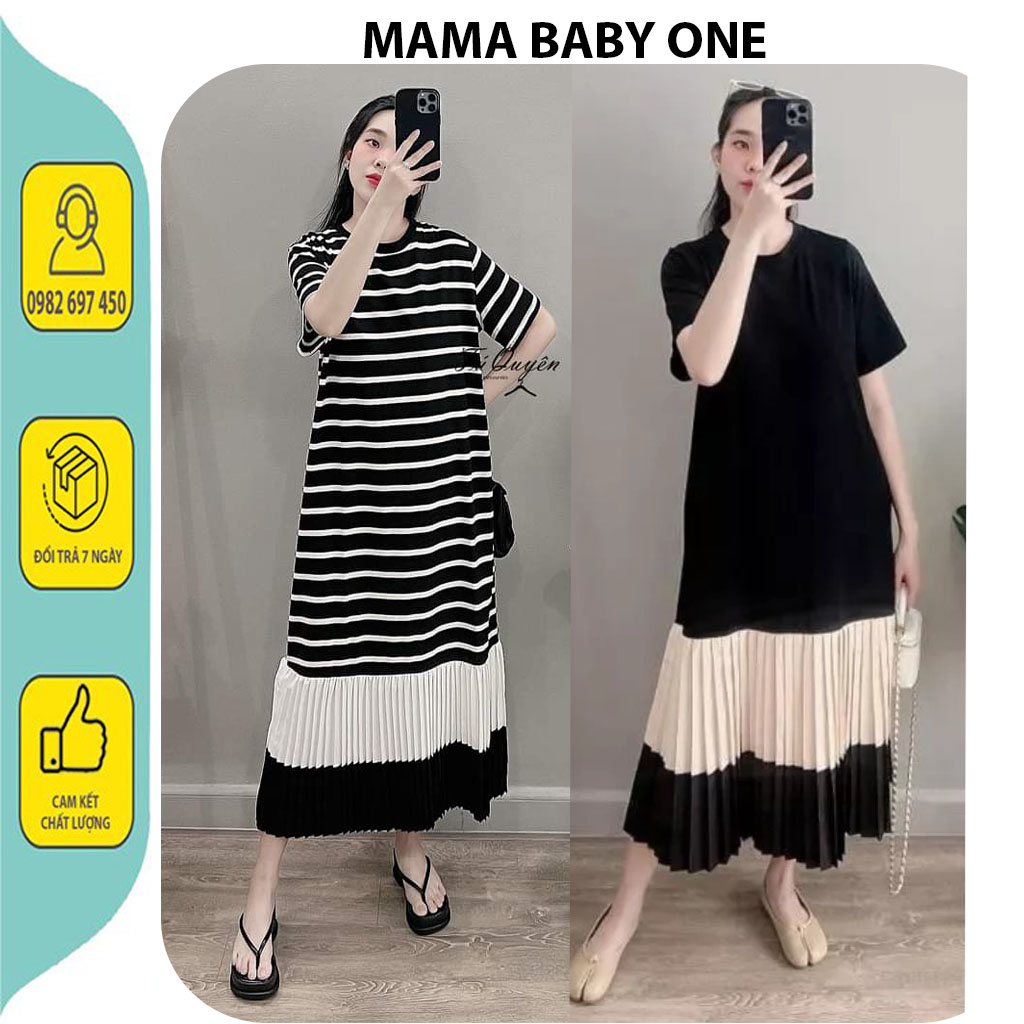 ĐẦM VÁY BẦU CÔNG SỞ MÙA HÈ DÁNG SUÔNG DÀI ĐUÔI CÁ CHẤT MỀM MÁT - ĐẦM BẦU XINH HÀNG THIẾT KẾ SANG CHẢNH